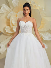 Gorgeous Sleeveless Off-The-Shoulder Solid Color Heavily Beaded Embroidered Puff A-Line Wedding Dress, White Bridal Gown For Formal Occasions
